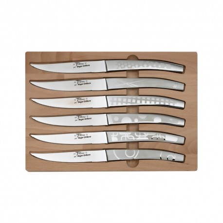 COFFRET 6 COUTEAUX LE THIERS INOX DECOR maison roger orfevre