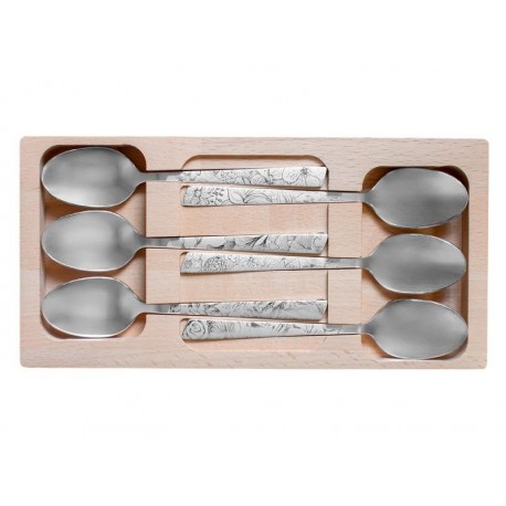 COFFRET 6 cuillères a café LE THIERS INOX fleuri maison roger orfevre