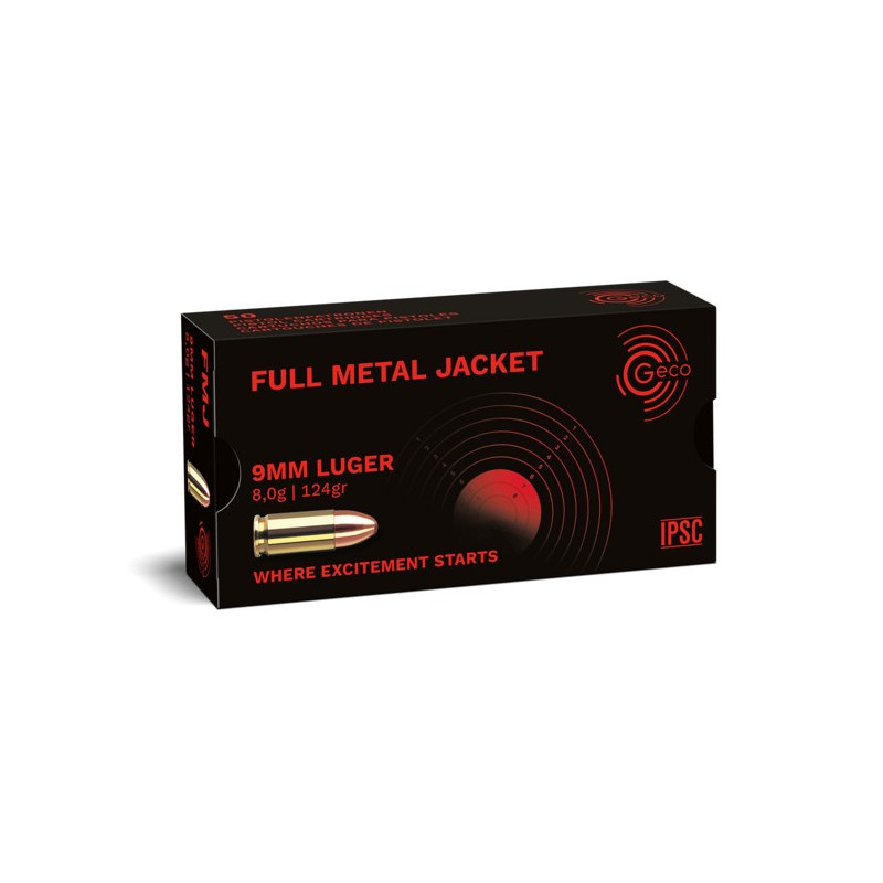 Munition GECO 9mm LUGER Full Metal Jacket 8.0g/124gr (Tombak)